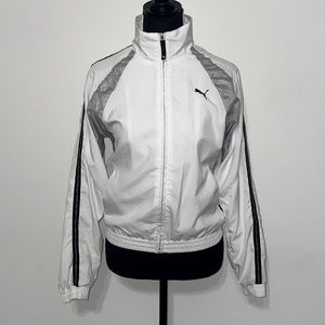 Puma Vintage Track Jacket White Silver Black Lightweight Small